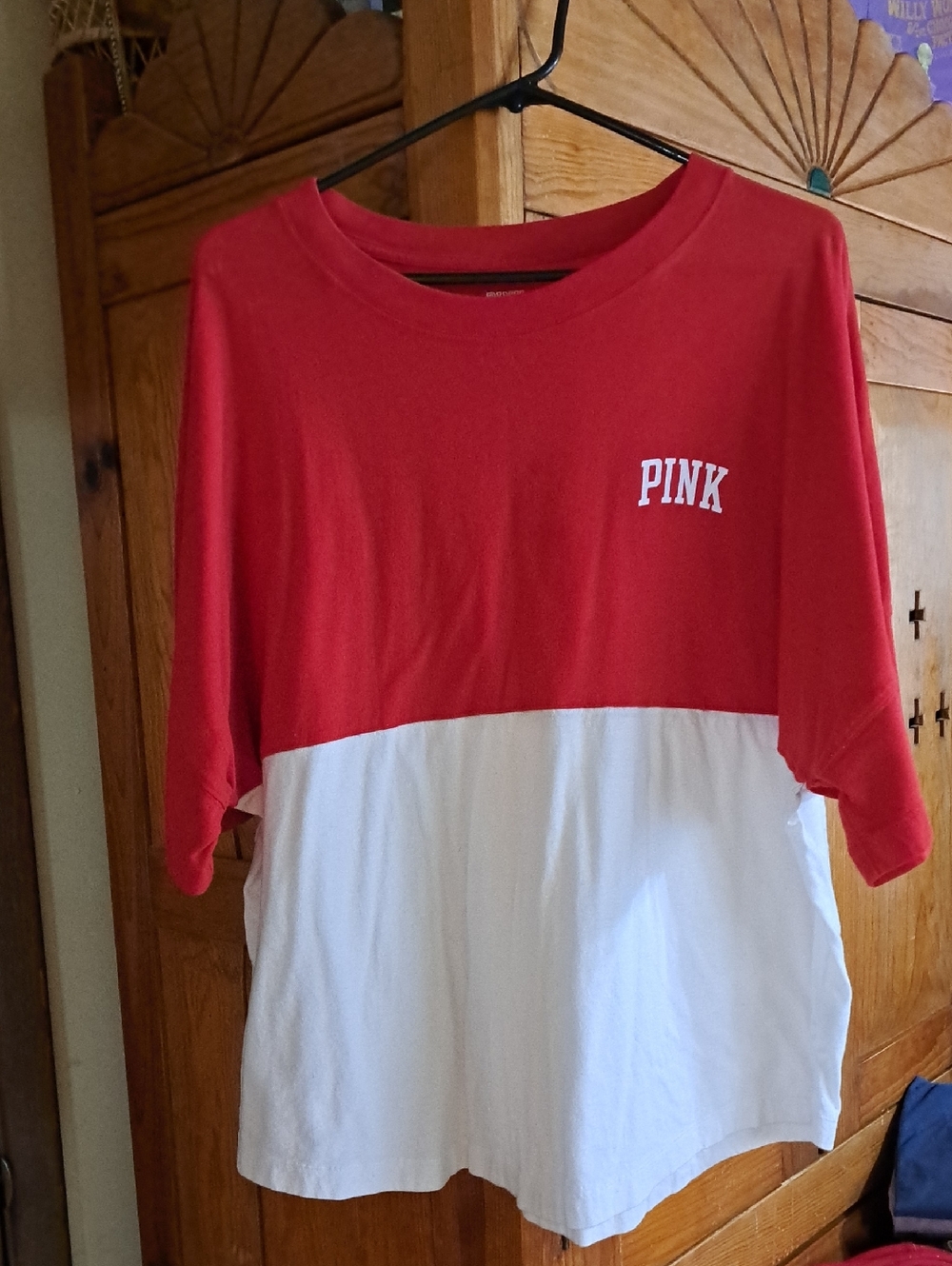 PINK Victoria's Secret Red and White Tee